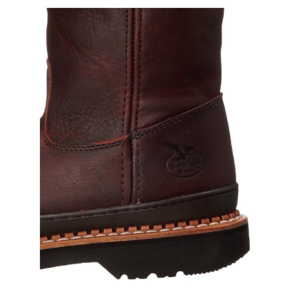 Georgia® Giant Wellington Pull-on work boot Soggy Brown Leather Men’s Size 12 M - Picture 8 of 16